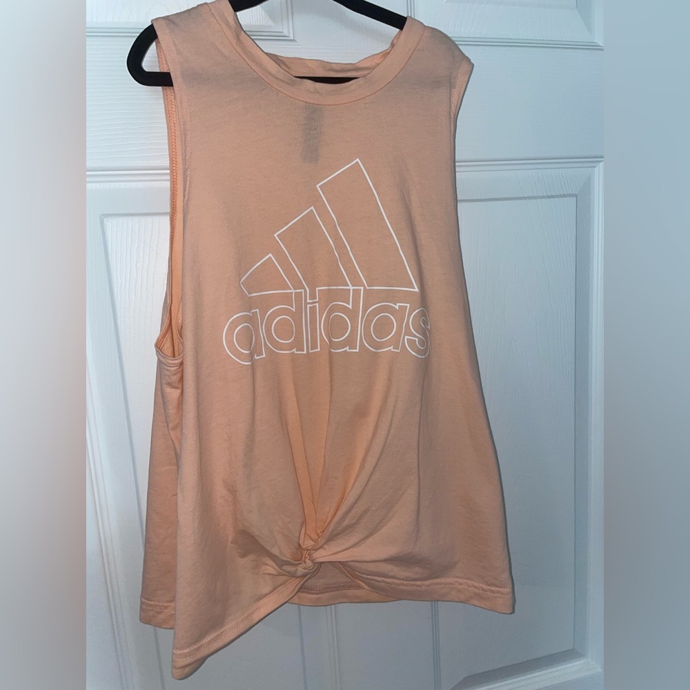 Adidas Coral Knot Front Muscle Tee for Women